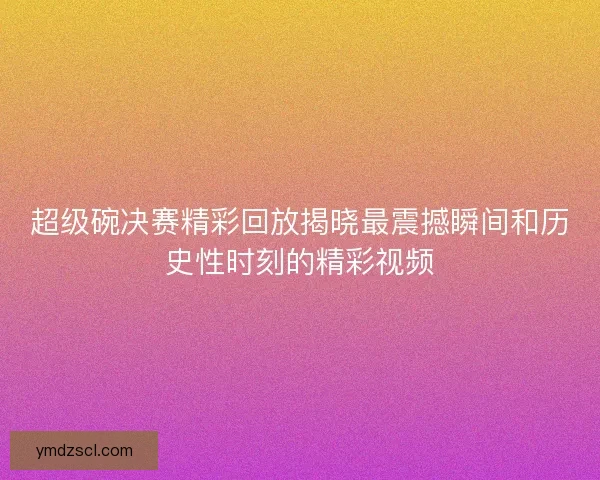 超级碗决赛精彩回放揭晓最震撼瞬间和历史性时刻的精彩视频