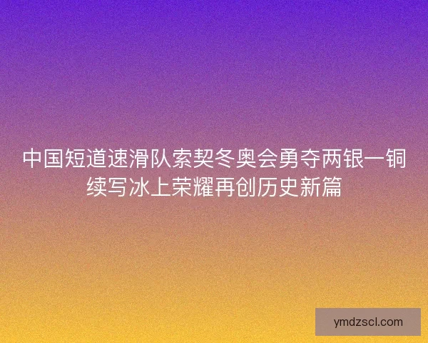 中国短道速滑队索契冬奥会勇夺两银一铜续写冰上荣耀再创历史新篇