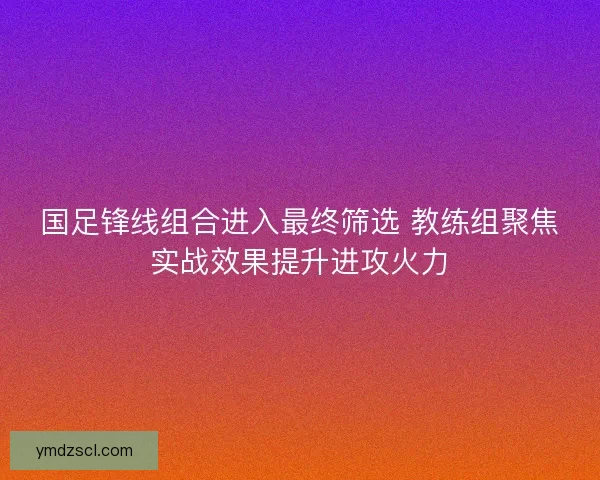 国足锋线组合进入最终筛选 教练组聚焦实战效果提升进攻火力